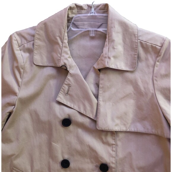 Everlane Swing Trench Coat Womens L Classic Khaki Cropped Double Breasted Jacket - Picture 10 of 14